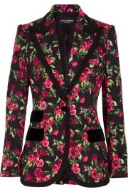 Grosgrain and velvet-trimmed floral-print crepe blazer by Dolce & Gabbana at Net A Porter